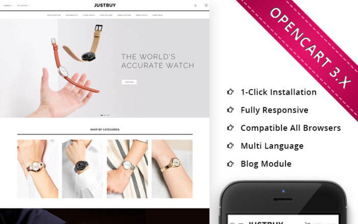 JustBuy Watch Store - Duyarlı OpenCart Şablonu