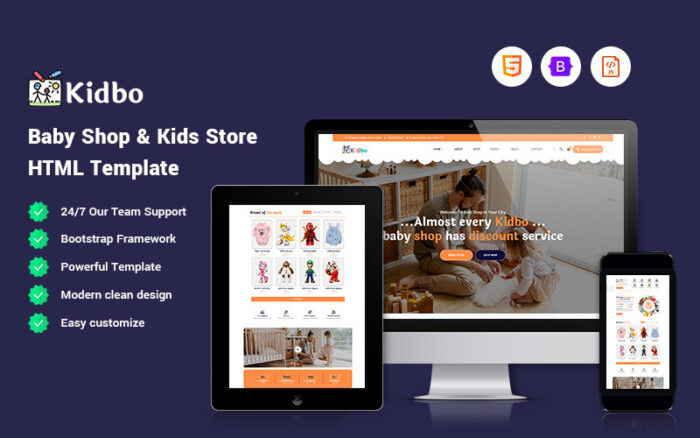 Kidbo - Bebek Mağazası HTML5 Web Sitesi Şablonu