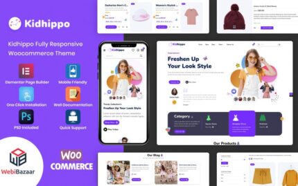 Kidhippo - Çocuk Oyuncak ve Kumaş Çok Amaçlı WooCommerce Teması