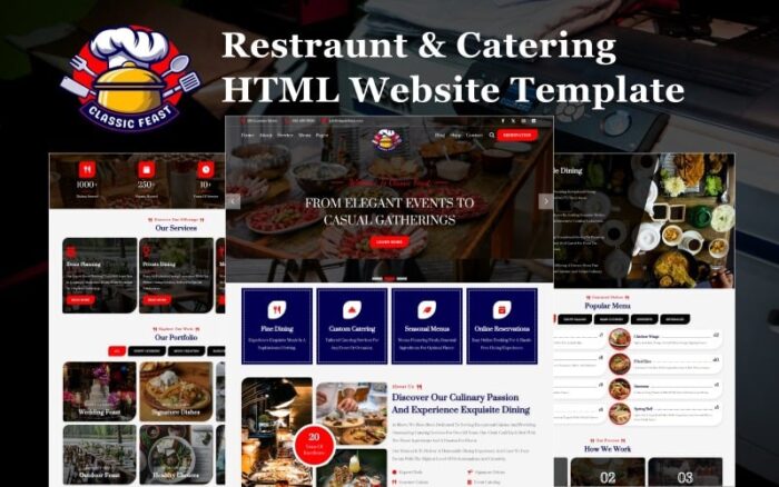 Klasik Ziyafet - Restoran ve Catering HTML5 Web Sitesi Şablonu