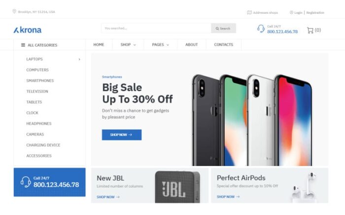 Krona - Electronics ECommerce Classic Elementor WooCommerce Teması
