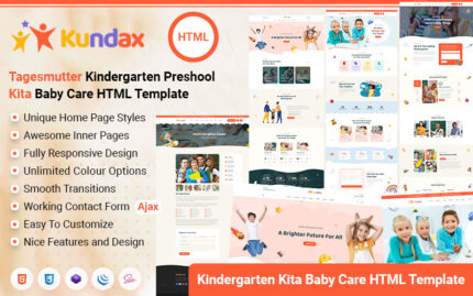 Kundax - Anaokulu Çocuk Bebek Bakımı Eğitim Merkezi HTML Şablonu