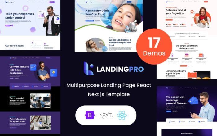 landingpro - Çok Amaçlı Açılış Sayfası React Next JS Şablonu