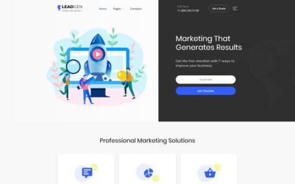 LeadGen - Pazarlama Ajansı Çok Sayfalı HTML5 Web Sitesi Şablonu