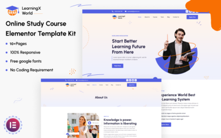 LearningX World - Çevrimiçi Çalışma Kursu Elementor Şablon Kiti