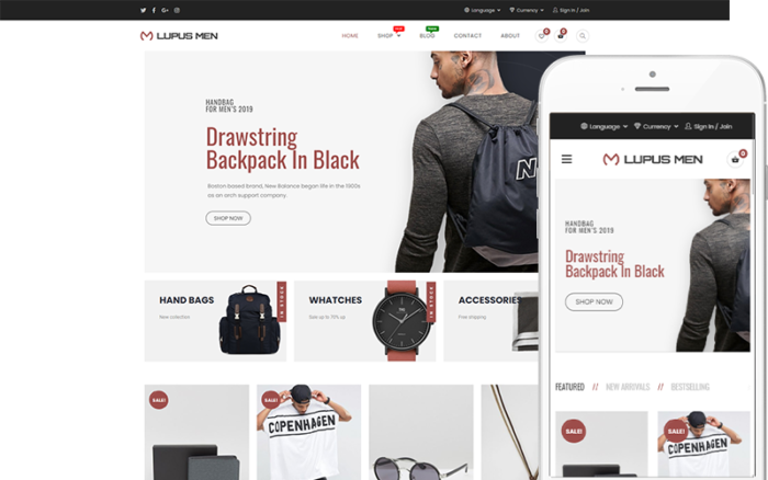 Lupus Men - Temiz, Minimalist Tema WooCommerce Teması