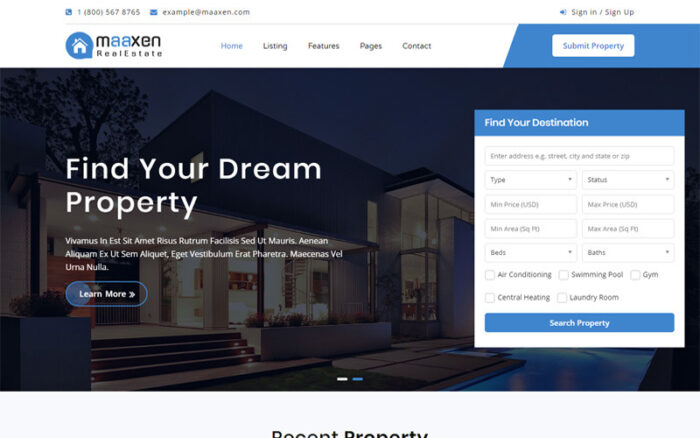 Maaxen - Emlak Web Sitesi Şablonu