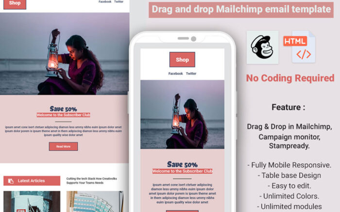 Mağaza - Duyarlı Html Mailchimp Bülten Şablonu