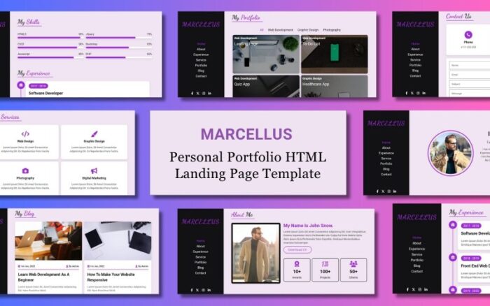 Marcellus - Kişisel Portföy HTML Açılış Sayfası Web Sitesi Şablonu