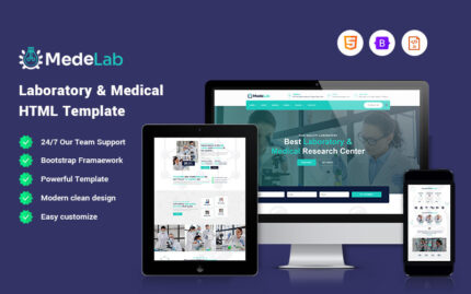 Medelab – Laboratuvar Tıbbi Araştırma Merkezi Web Sitesi Şablonu