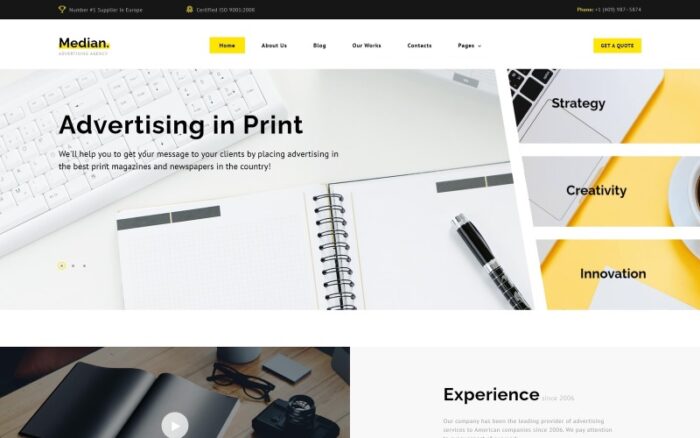 Median - Reklam Ajansı Çok Sayfalı Modern Joomla Şablonu