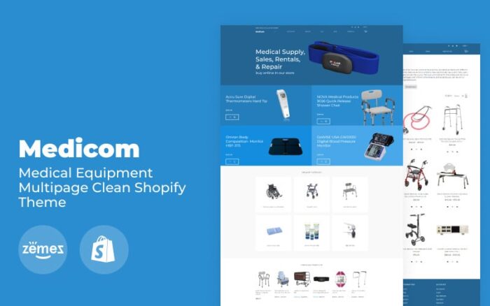 Medicom - Medical Equipment Multipage Clean Shopify Teması