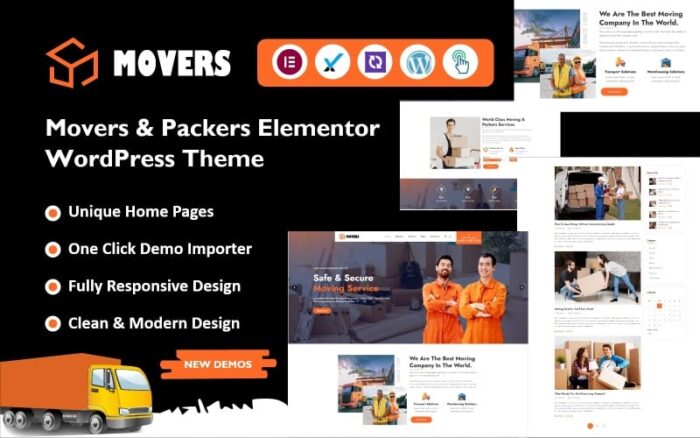 Movers Packers - Lojistik Taşımacılık Elementor WordPress Teması