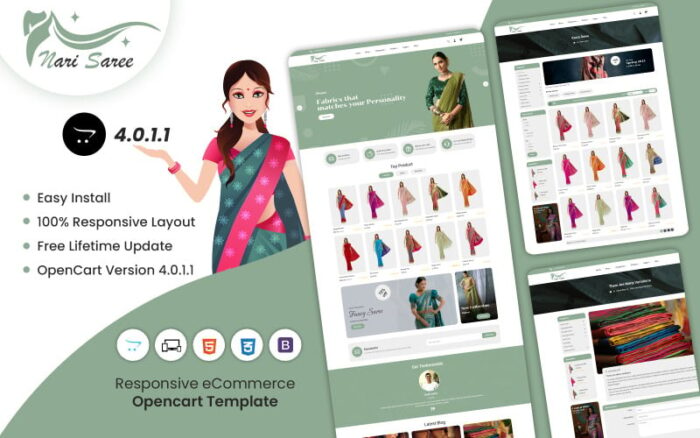 Narisaree - Saree Mağazası OpenCart 4 Duyarlı Şablon