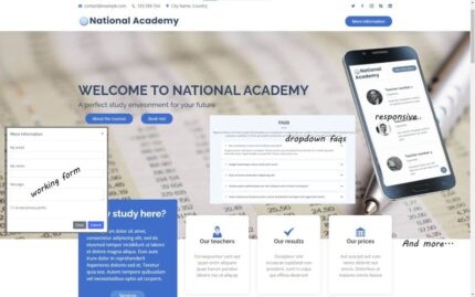 National Academy - Öğrenim İşletmelerini Eğitime Dayalı Bir Açılış Sayfası Şablonu Önyükleme Şablonu