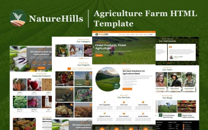 NatureHills - Tarım Çiftliği HTML5 Web Sitesi Şablonu