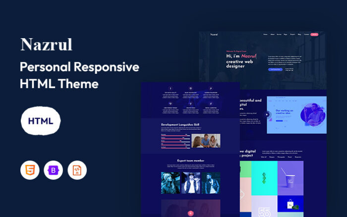 Nazrul – Kişisel Duyarlı Web Sitesi Şablonu