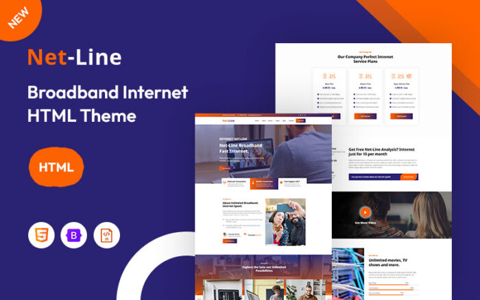 Netline – Geniş Bant İnternet Duyarlı Web Sitesi Şablonu