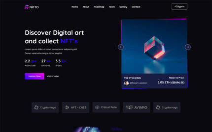 Nifto - NFT Creator React Web Sitesi Şablonu