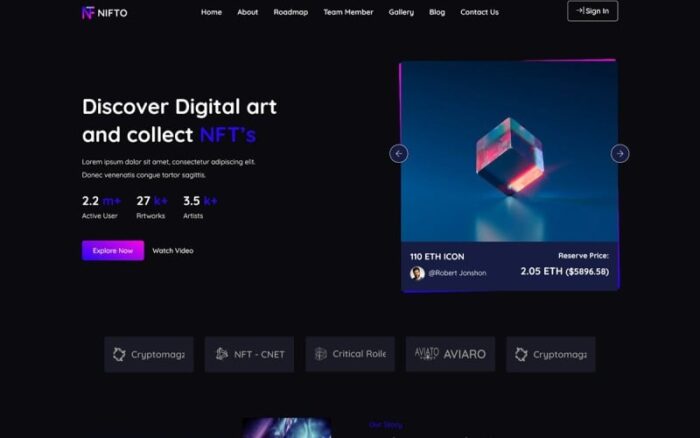 Nifto - NFT Oluşturan WordPress Teması