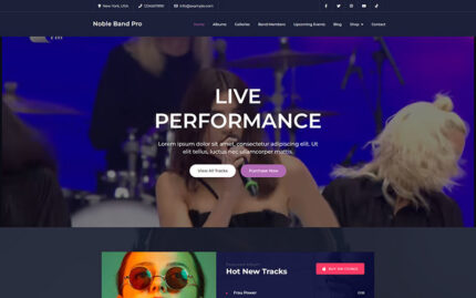 Noble Band Pro - Elementor Müzik WordPress Teması