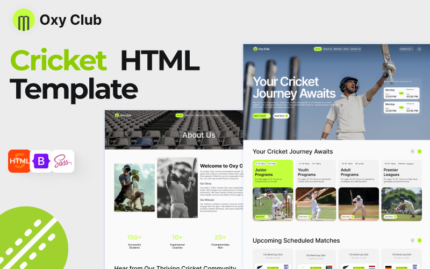 Oxy Club - Kriket Spor Kulübü HTML5 Web Sitesi Şablonu