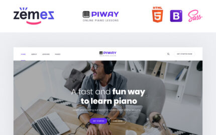 PIWAY - Müzik Okulu Çok Sayfalı Temiz HTML Web Sitesi Şablonu