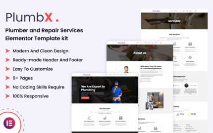 PlumbX - Tesisatçı ve Onarım Hizmetleri Elementor Şablon Kiti
