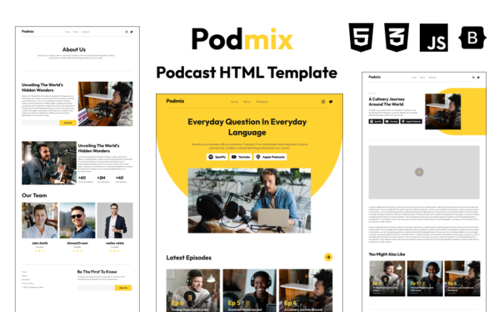 Podmiks | Podcast HTML Web Sitesi Şablonu