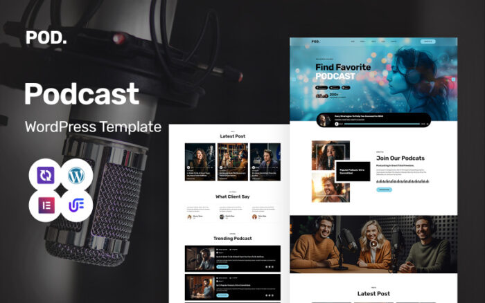 Podwave - Podcast ve FM Radyo Çok Amaçlı WordPress Elementor Teması