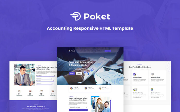 Poket – Muhasebe Duyarlı Web Sitesi Şablonu