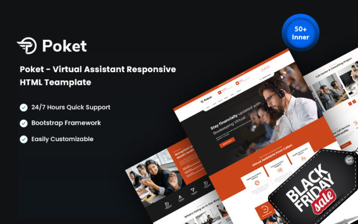 Poket – Sanal Asistan Duyarlı Web Sitesi Şablonu