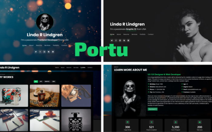 Portu - Kişisel Portföy Bootstrap 5 Açılış Sayfası Şablonu