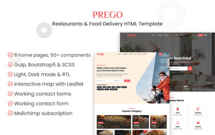 Prego - Restoranlar ve Yemek Teslimatı HTML Şablonu