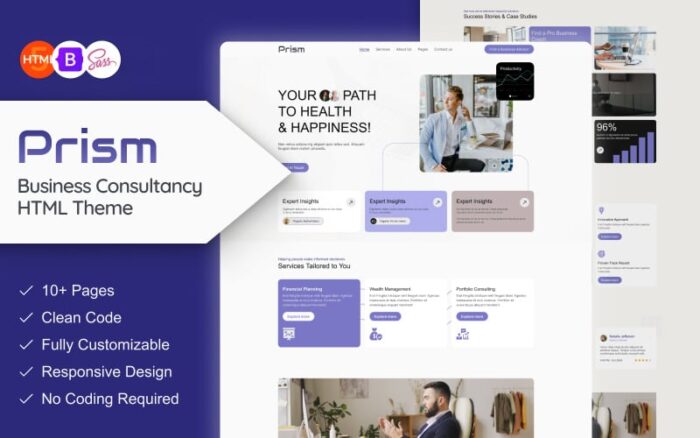 Prism - Yaşam Koçu ve İş Web Sitesi HTML Şablonu