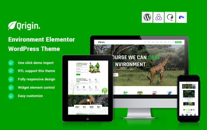 Qrigin - Çevre Elementor WordPress Teması