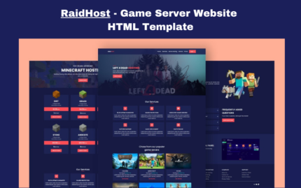 RaidHost - Oyun Barındırma Sunucusu Web Sitesi Şablonu