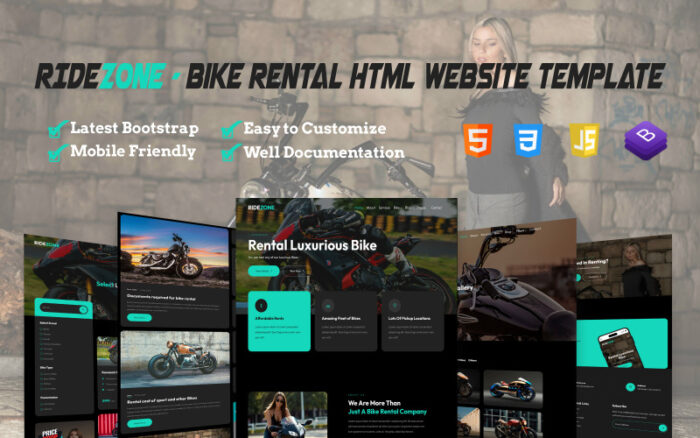 RideZone - Bisiklet Kiralama duyarlı html web sitesi şablonu