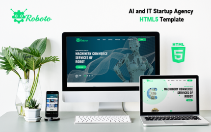 Roboto - Yapay Zeka ve BT Başlangıç Ajansı HTML5 Şablonu