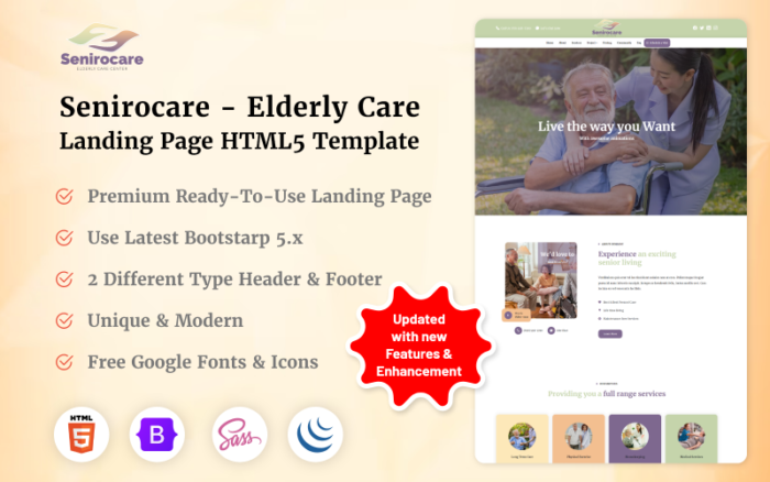 Senirocare - Yaşlı Bakımı Açılış Sayfası HTML5 Şablonu