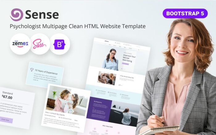 Sense - Psikolog Duyarlı HTML5 Bootstrap Web Sitesi Şablonu