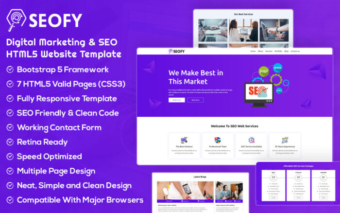 SEOFY - Dijital Pazarlama ve SEO HTML5 Web Sitesi Şablonu