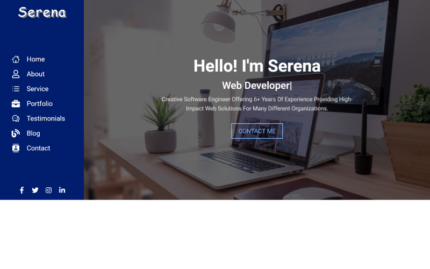 Serena - Kişisel Portföy HTML React Web Sitesi Şablonu