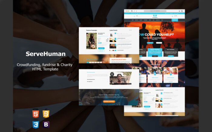 Servehuman - RTL Arapça Desteği ile Duyarlı Yardımseverlik Bootstrap Teması