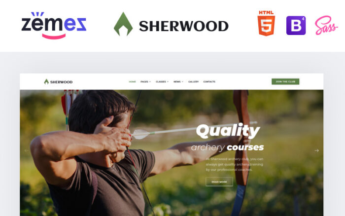 Sherwood - Okçuluk Çok Sayfalı Temiz HTML Web Sitesi Şablonu