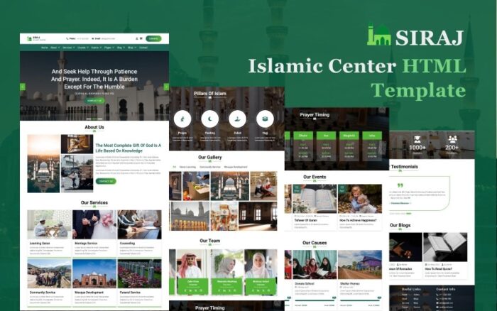 Siraj - İslam Merkezi HTML5 Web Sitesi Şablonu