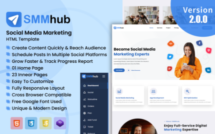 SMMhub - Sosyal Medya Pazarlama HTML Şablonu