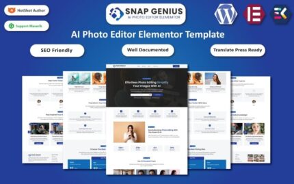 Snap Genius - AI Fotoğraf Editörü Web Sitesi Elementor Şablonu