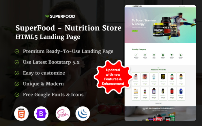 SuperFood - Beslenme Mağazası HTML5 Açılış Sayfası