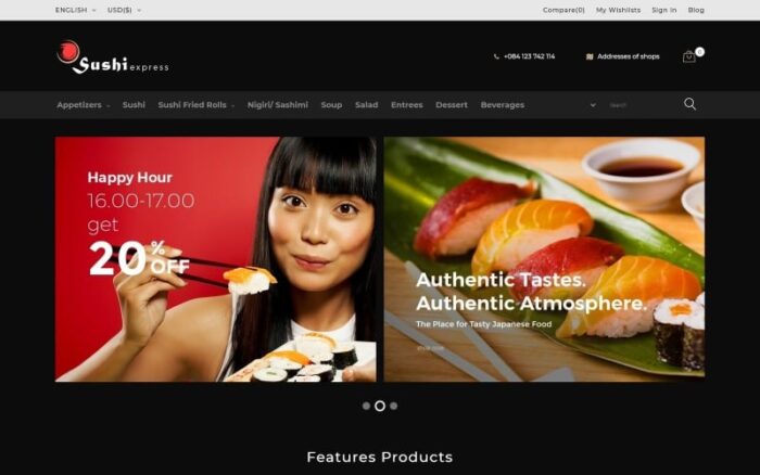 SushiExpress - Restaurant Store PrestaShop Teması